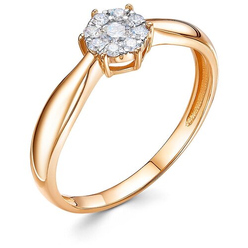 Кольцо помолвочное Vesna jewelry, красное золото, 585 проба, родирование, бриллиант, размер 18, бесцветный