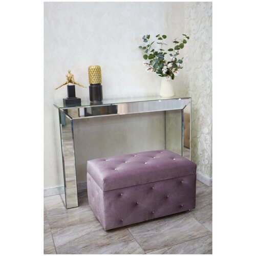Банкетка OCTOBERHOME с ящиком для хранения велюровая со стразами