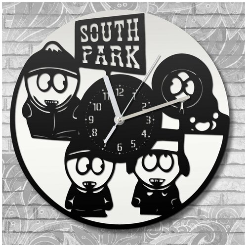 Настенные часы с гравировкой, диаметр 30 см, модель мультфильмы южный парк - 509