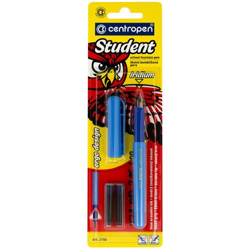 Ручка перьевая CENTROPEN Student корпус ассорти иридиевое перо 2 сменных картриджа блистер 2156, 2 шт
