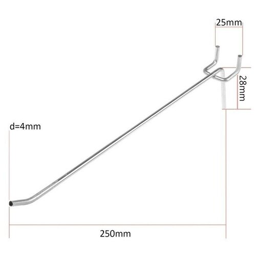 Крючок одинарный для металлической перфорированной панели, L=25, d=4, шаг 25 5145654