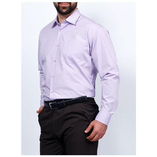 фото Рубашка мужская длинный рукав greg 720/399/lv_gb, прямой силуэт / сlassic fit, цвет сиреневый, рост 164-172, размер ворота 44