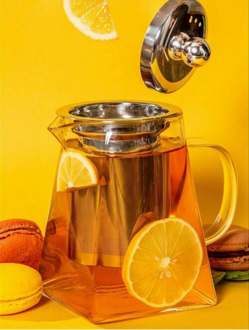 Стеклянный заварочный чайник c фильтром,(Посуда Мира) квадратное дно 550 мл.
