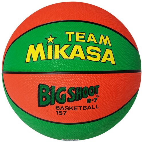 Мяч баскетбольный MIKASA 157-GO размер 7, резина, бутиловая камера, нейл.корд, зелено-оранжевый