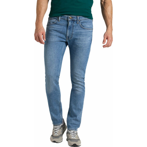 Джинсы зауженные Lee, размер 27/32, синий джинсы зауженные lee размер 27 32 бежевый