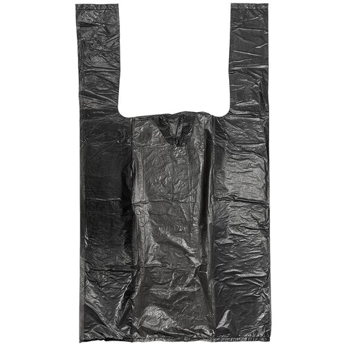 Пакет майка • 240х440 мм 20 мкм суперпрочный эконом ПНД черный • розар 80 шт/уп