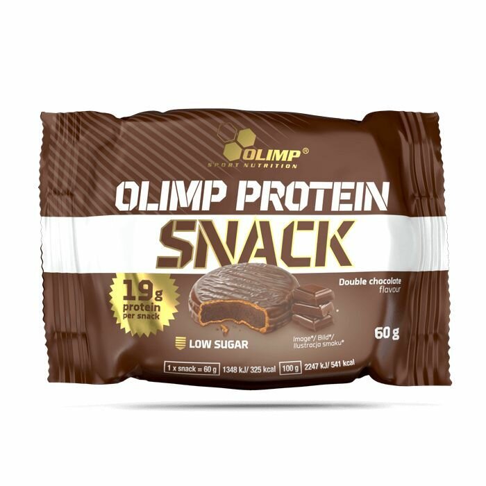 Протеиновое печенье Olimp Protein Snack 12x60 грамм, Двойной Шоколад - фотография № 1