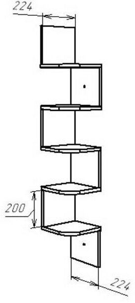 Полка угловая навесная Лофт, 224х224х1280, Венге - фотография № 2