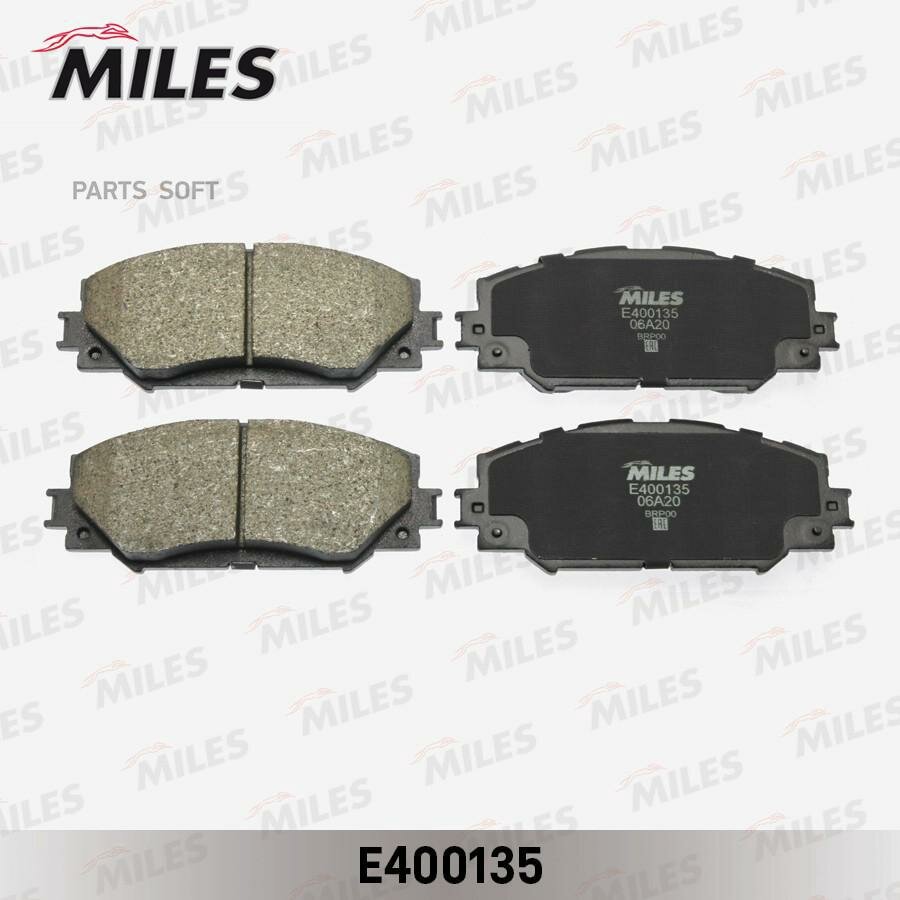 MILES E400135 Колодки тормозные передние (без датчика) (Смесь Low-Metallic) TOYOTA AURIS 1.4-1.6 07-/COROLLA 1.4 07-/RAV 4 06- (TRW GDB3425) E400135