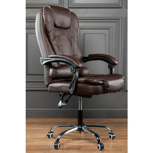 Офисное кресло для руководителя с массажем, коричневое