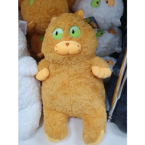 Мягкая плюшевая детская игрушка большой Рыжий Котик 45см подозрительный кот зеленые глазки