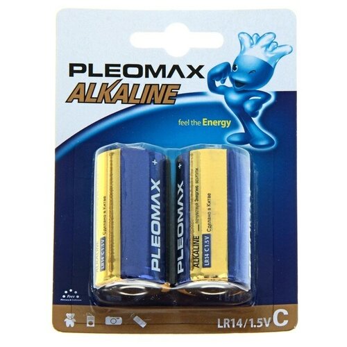 Pleomax Батарейка алкалиновая Pleomax, С, LR14-2BL, 1.5В, блистер, 2 шт.