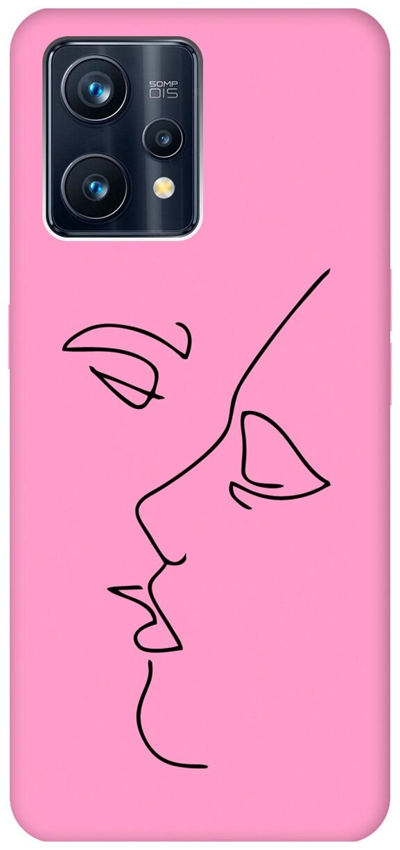 Матовый чехол Faces для Realme 9 Pro+ / Рилми 9 Про+ с 3D эффектом розовый
