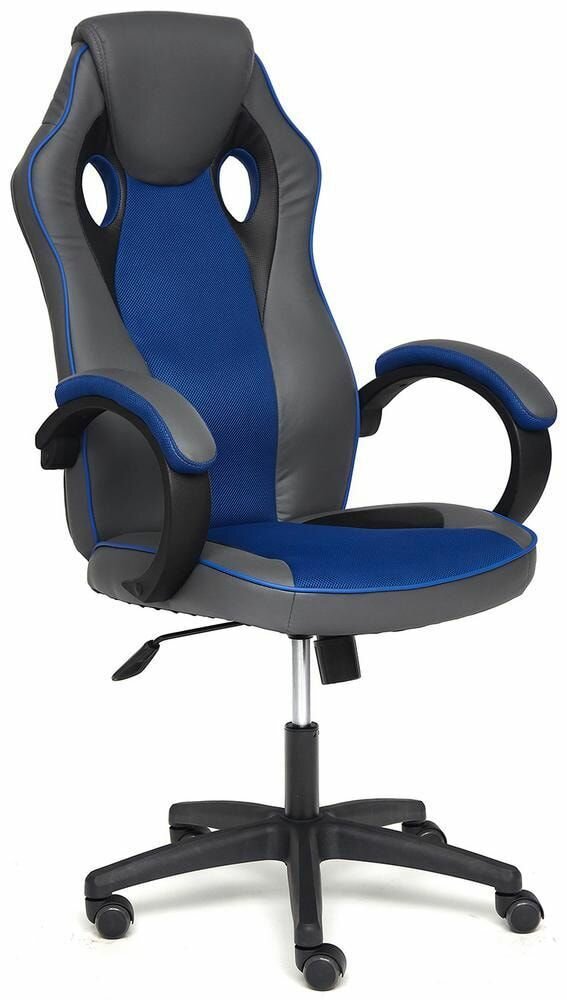 Кресло компьютерное TetChair Racer GT кож/зам/ткань, металлик/синий, 36/10