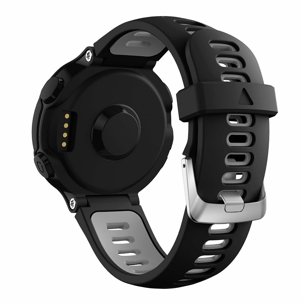 Силиконовый ремешок для Garmin Forerunner 735XT 220 230 235 620 630 - черный с серым