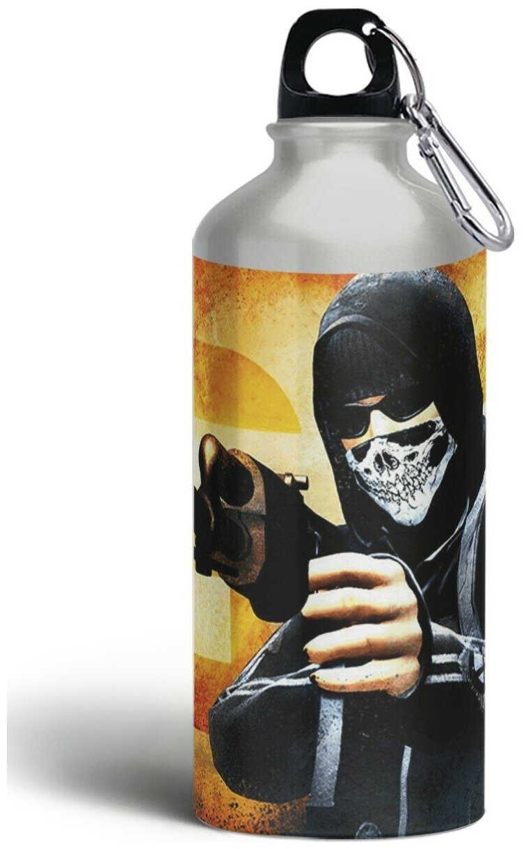 Бутылка спортивная,туристическая фляга, 500мл с карабином Counter Strike GO 1-4