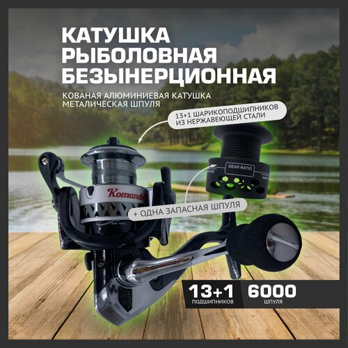 фото Катушка для рыбалки, спиннинговая, фидерная, шпуля 6000 refish