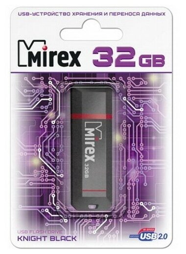 Флешка Mirex Knight Black 32 Гб usb 2.0 Flash Drive - чёрный