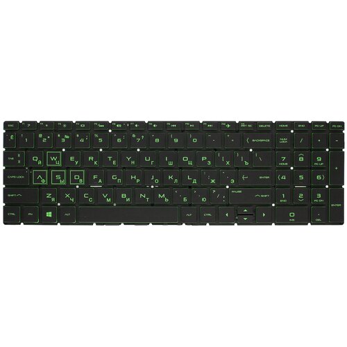 Клавиатура для HP Pavilion Gaming 15-cx 15-dk 15-dk 15-ec 17-cd с подсветкой Green 1766₽