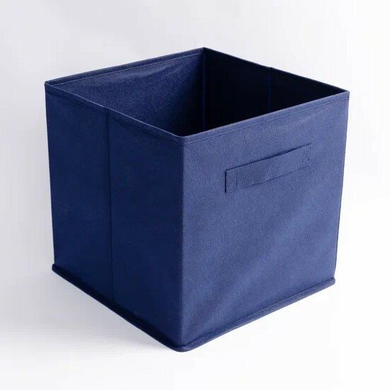 Короб для хранения вещей тканевый, коробка для игрушек, ящик для хранения стеллажный, органайзер, цвет синий, 1 штуки в наборе, 30.5*30.5 см - фотография № 9