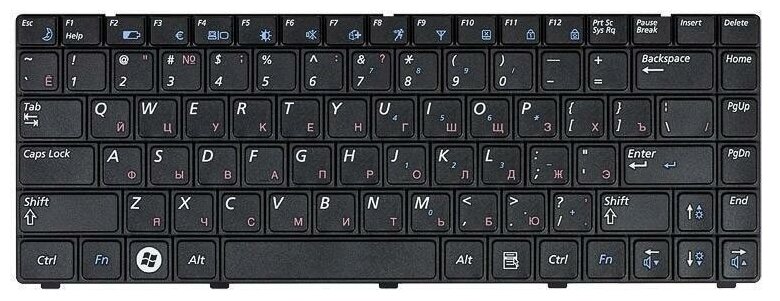 Клавиатура для ноутбука Samsung R418 R420 RV408 Series Плоский Enter Черная без рамки PN BA59-02490C 1000₽