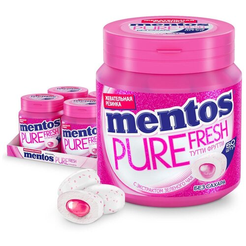 Жевательная резинка Mentos Pure Fresh Тутти-Фрутти, 4 шт. по 100 г.