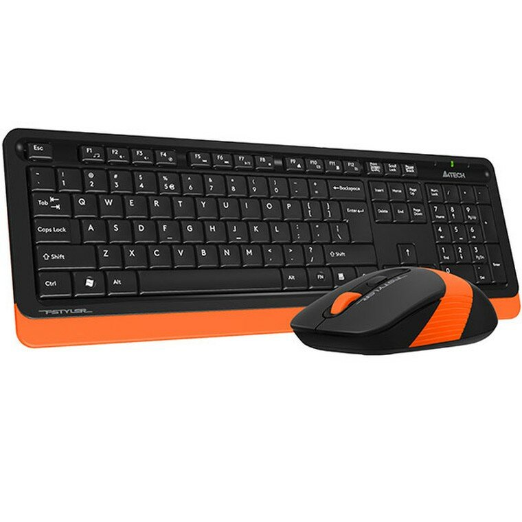 Комплект клавиатура и мышь A4TECH Fstyler FG1010 черный/оранжевый USB беспроводная (1147574) - фотография № 14
