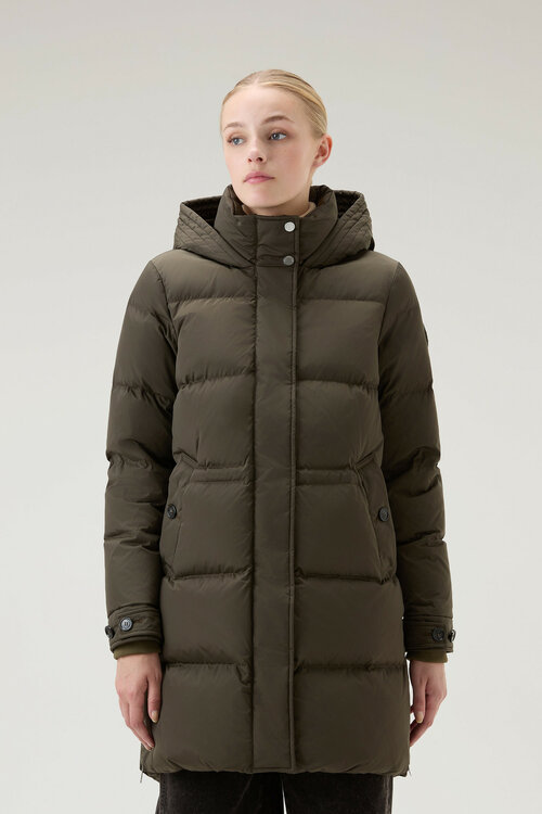 Пуховик Woolrich, размер L, зеленый