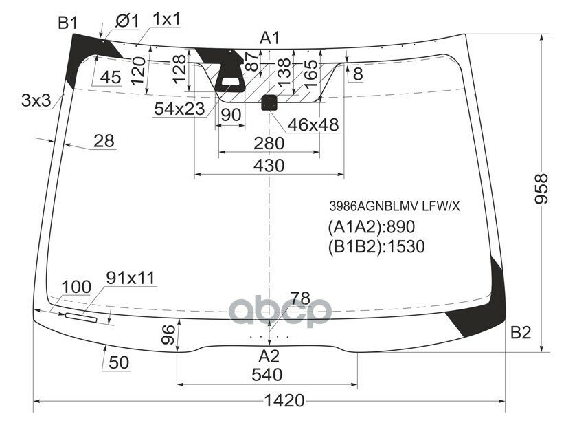 Стекло Лобовое (Датчик Дождя) Honda Accord 02-08 / Acura Tsx 03-08 XYG арт. 3986AGNBLMV LFW/X