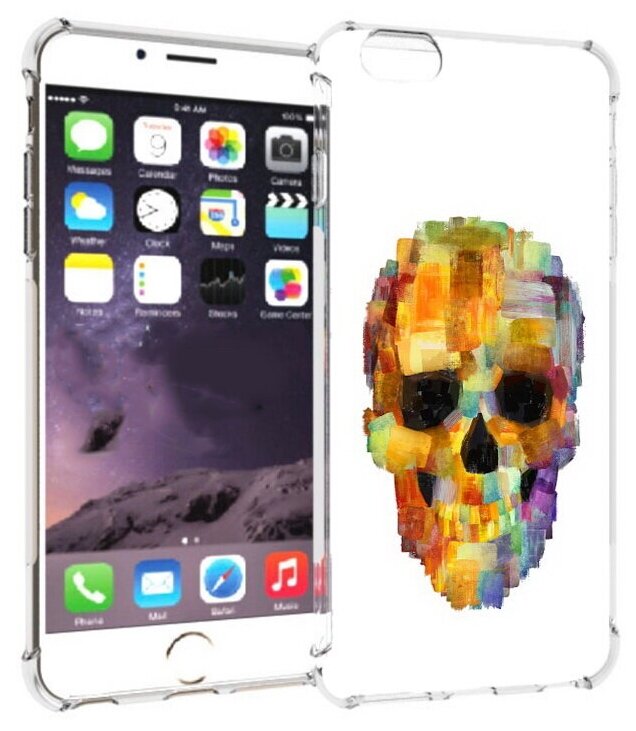 Чехол задняя-панель-накладка-бампер MyPads нарисованный череп для iPhone 6 plus/ 6S plus 5.5 (Айфон 6/6С+ плюс) противоударный