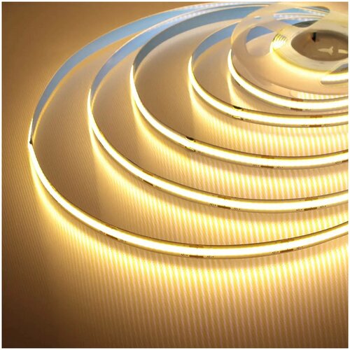 Светодиодная лента COB LED IP20, 252 LED/м, 12В, 10 ВТ/м, 1100Лм/м, 3000K Теплый