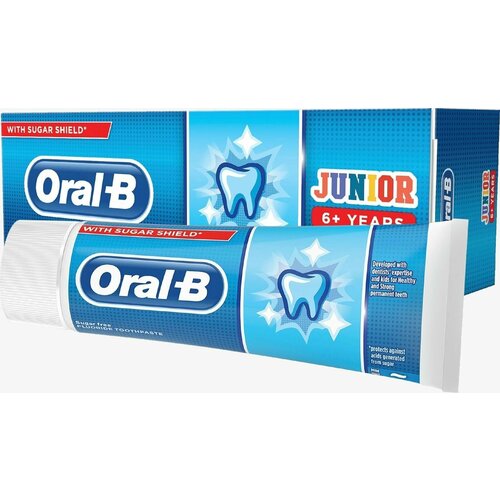 Детская зубная паста Oral-B Junior от 6 лет с легким вкусом мяты 75 мл (из Финляндии) зубная щетка oral b junior дисней звездные войны от 6 лет мягкая белый cиний