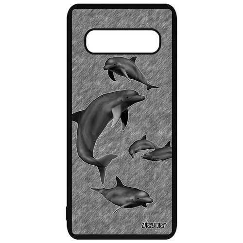фото Ударопрочный чехол для мобильного // galaxy s10 plus // "дельфины" океан нарвал, utaupia, серый