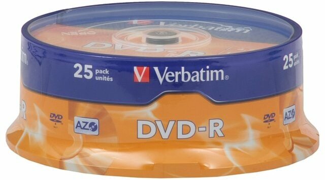 Диск Verbatim Диск DVD-R 4.7ГБ 16x Verbatim 43522, пласт. коробка, на шпинделе (25шт./уп.)