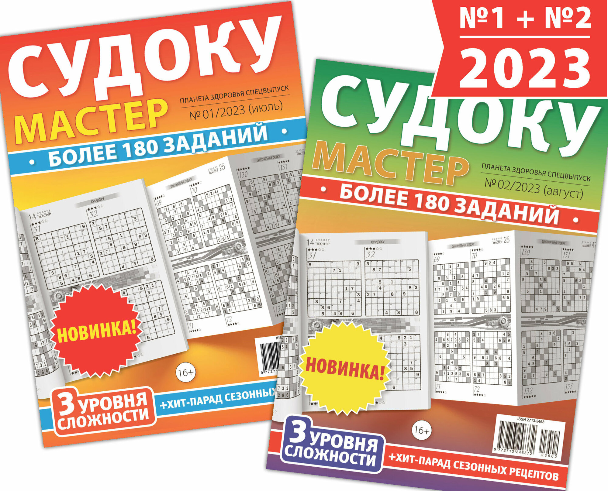 Комплект из 2 журналов Судоку Мастер: №1/2023+№2/2023, А4, по 84 страницы.