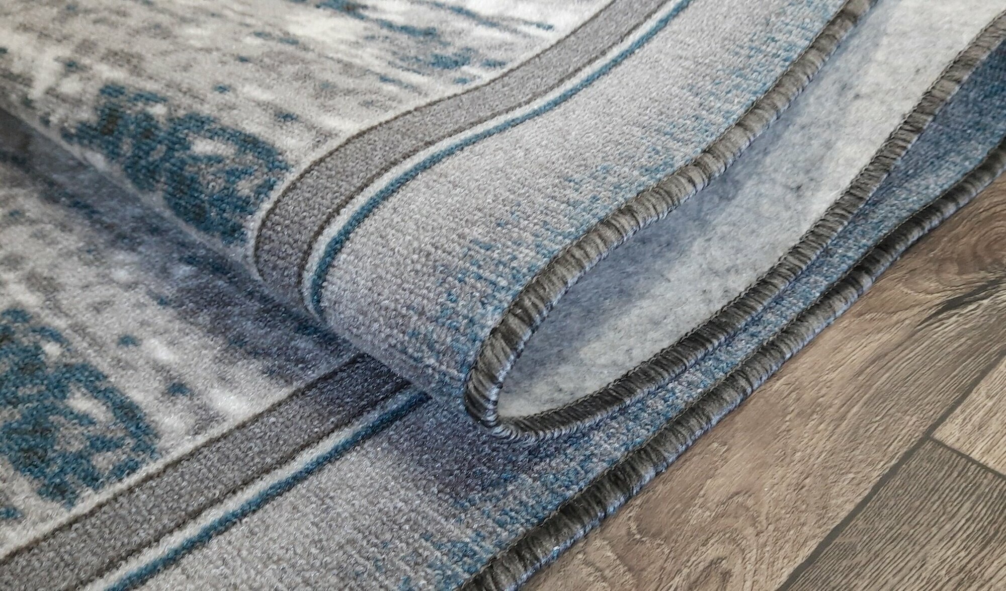 Ковровая дорожка на войлоке, Витебские ковры, с печатным рисунком, 2435, синяя, 0.6*2.5 м - фотография № 9