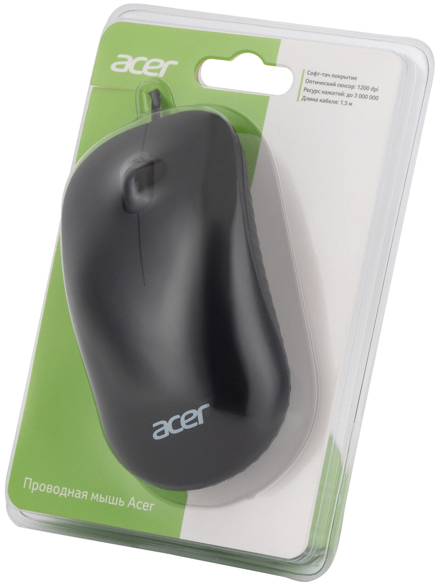 Мышь Acer OMW122 черный оптическая 1200dpi USB 3but