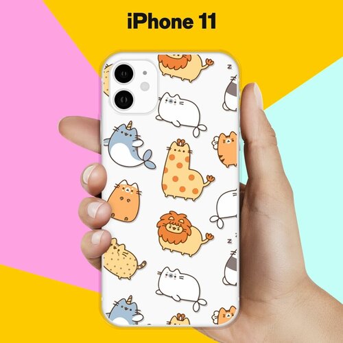 Силиконовый чехол Котики на Apple iPhone 11 силиконовый чехол на apple iphone 11 эпл айфон 11 soft touch красный