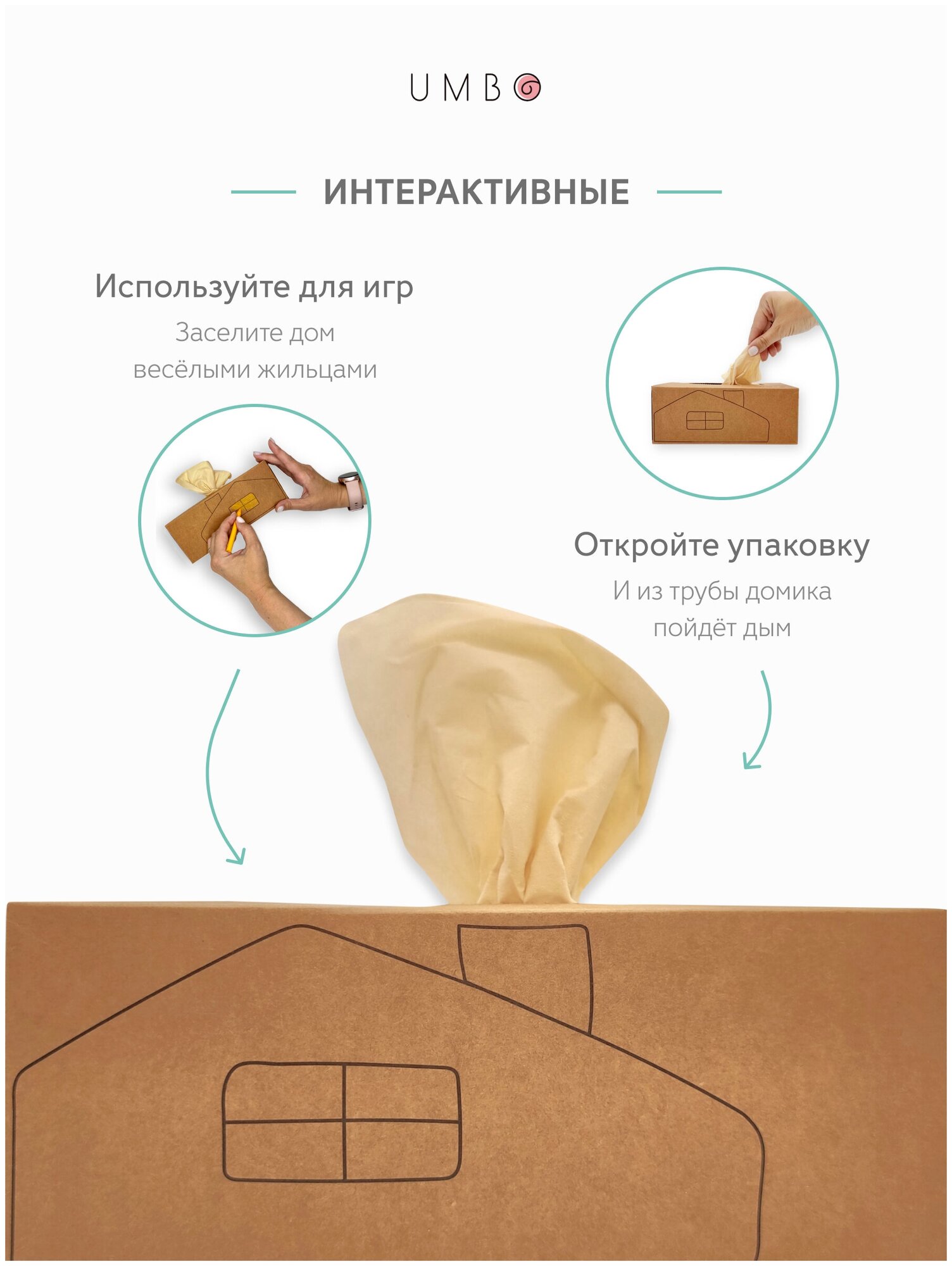 Салфетки бумажные в коробке от UMBO "домик"/Гипоаллергенные салфетки детские, взрослые. Носовые платки бумажные 3 слоя, 120шт. - фотография № 6