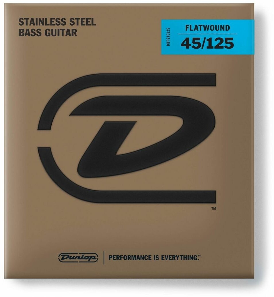 Комплект струн для бас гитары Dunlop DBFS45125 Stainless Steel Flatwound