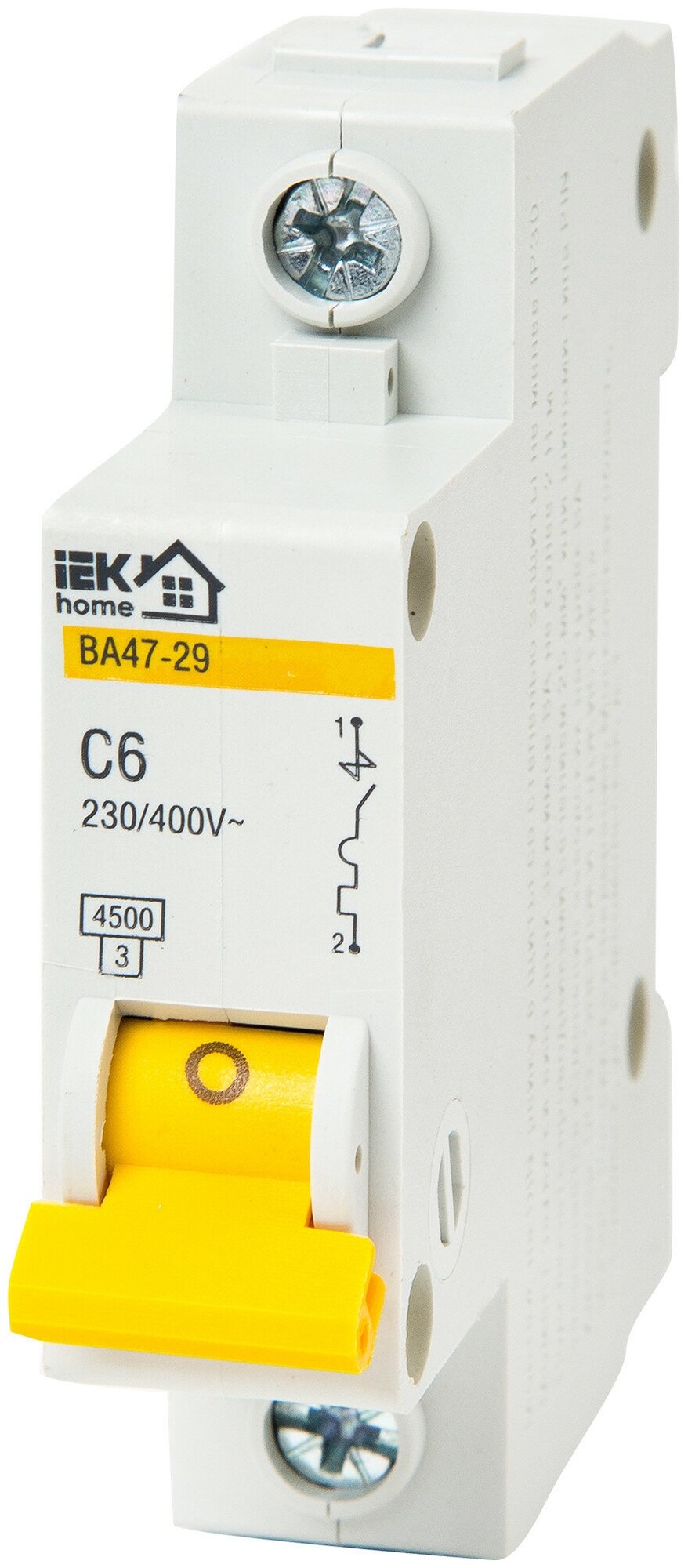 Автоматический выключатель IEK Home ВА47-29 1P C6 А 4.5 кА - фотография № 1