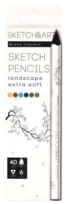 Набор BrunoVisconti SKETCH&ART скетч-линеров 0.4 мм. 48 цветов + карандаши цветные утолщенные 