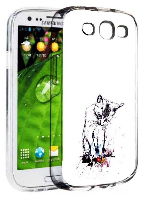 Чехол задняя-панель-накладка-бампер MyPads кот и микки для Samsung Galaxy S3 GT-I9300/Duos GT-I9300I противоударный
