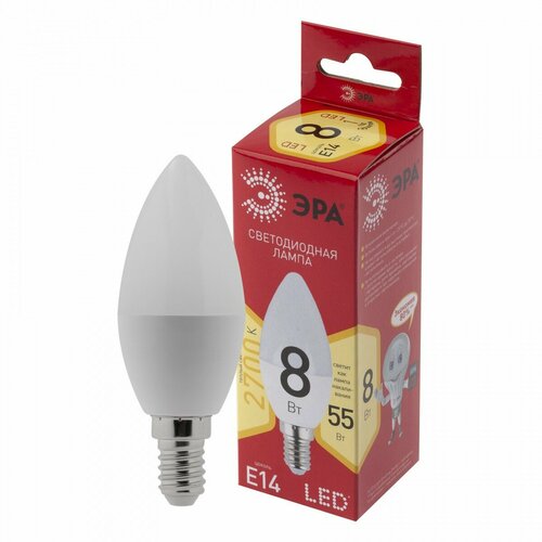 Лампа светодиодная ЭРА LED, 8Вт, E14, свеча