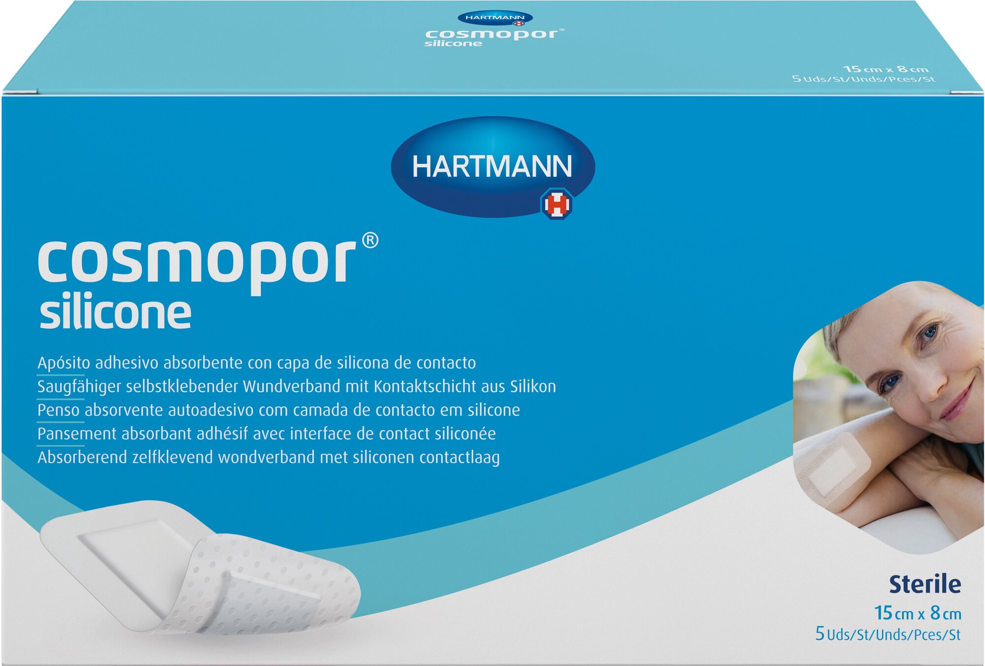 Повязка COSMOPOR Silicone впитыв. пласт. типа с силик. слоем 15см х 8см №5