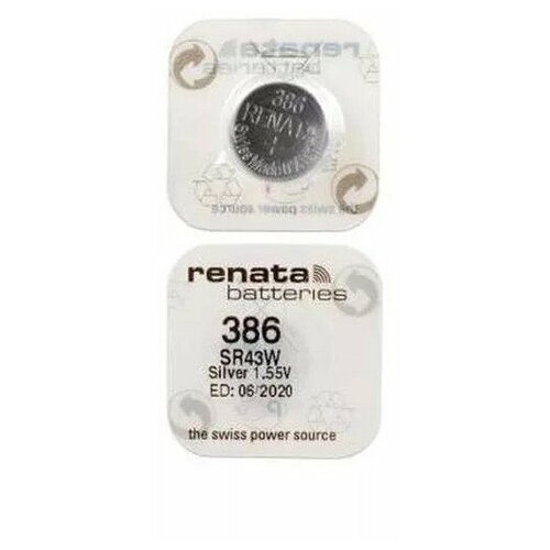 Элемент питания RENATA SR43W 386 (0%Hg) элемент питания renata sr521sw 379 0%hg bl10 10шт