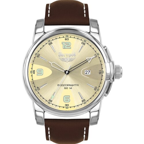 Наручные часы Нестеров, коричневый, серебряный наручные часы нестеров h0984b02 75e
