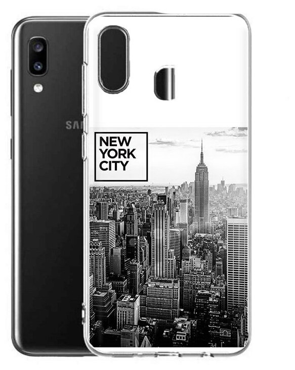 Чехол задняя-панель-накладка-бампер MyPads черно белый ньюерк для Samsung Galaxy A20 SM-A205F (2019) противоударный