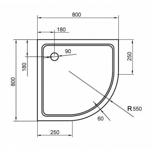 Акриловый поддон CEZARES TRAY-A-R-80-550-15-W - фотография № 14