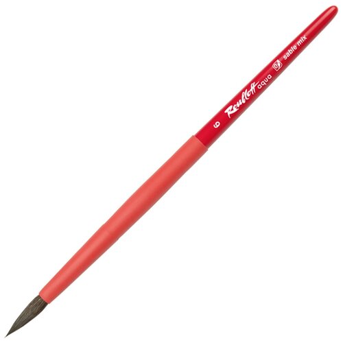 Кисть Roubloff Aqua red round соболь, круглая, короткая ручка, №6, 1 шт., красный roubloff кисть aqua red flat соболь микс плоская обойма soft touch ручка короткая красная 6